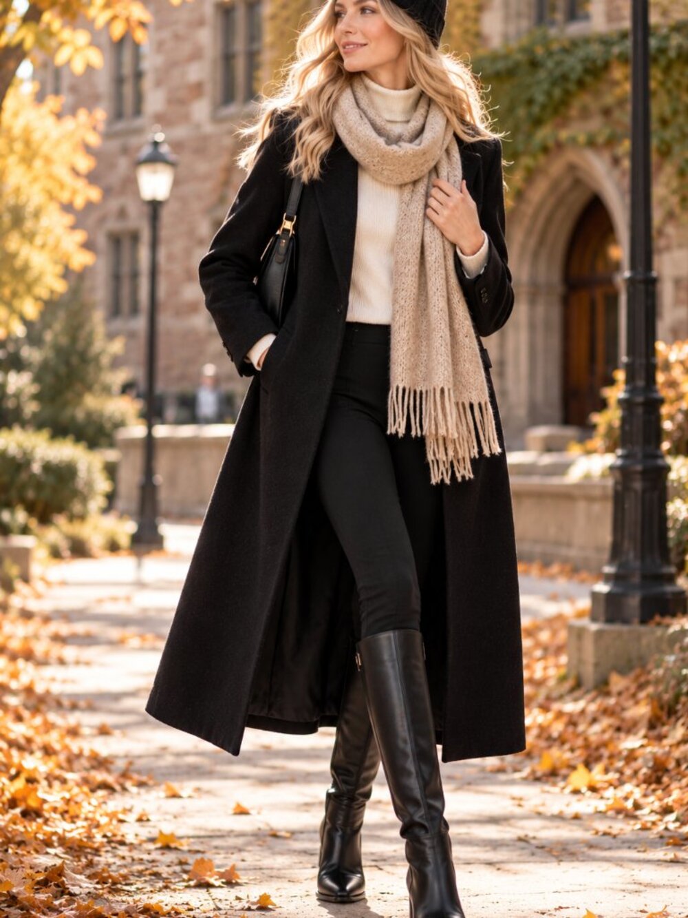 ALLSAINTS Anya Wool-Blend Long Coat Black | Minimalist Longline Overcoat